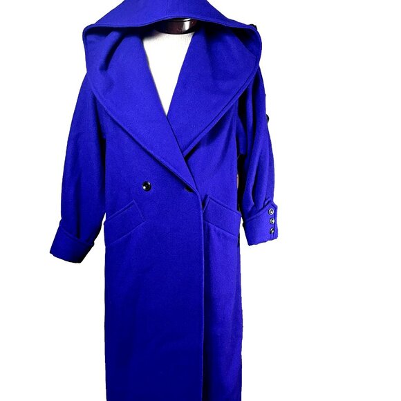 International Scene Unisex Pure‎ Wool Purple Overcoat Jacket Long Coat Czech - Picture 1 of 16